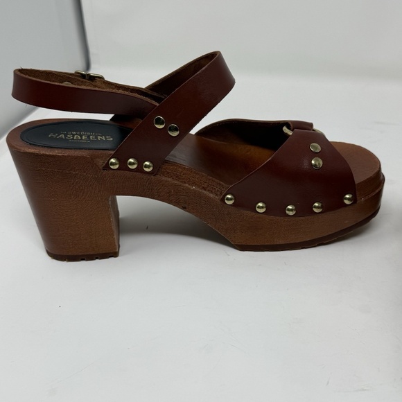 Swedish Hasbeens Leather Slingback Platform Clog Sandals 37 - Picture 13 of 16